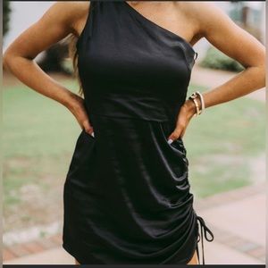 NWT ROYAL BLUE one shoulder mini dress - silky feel szSmall